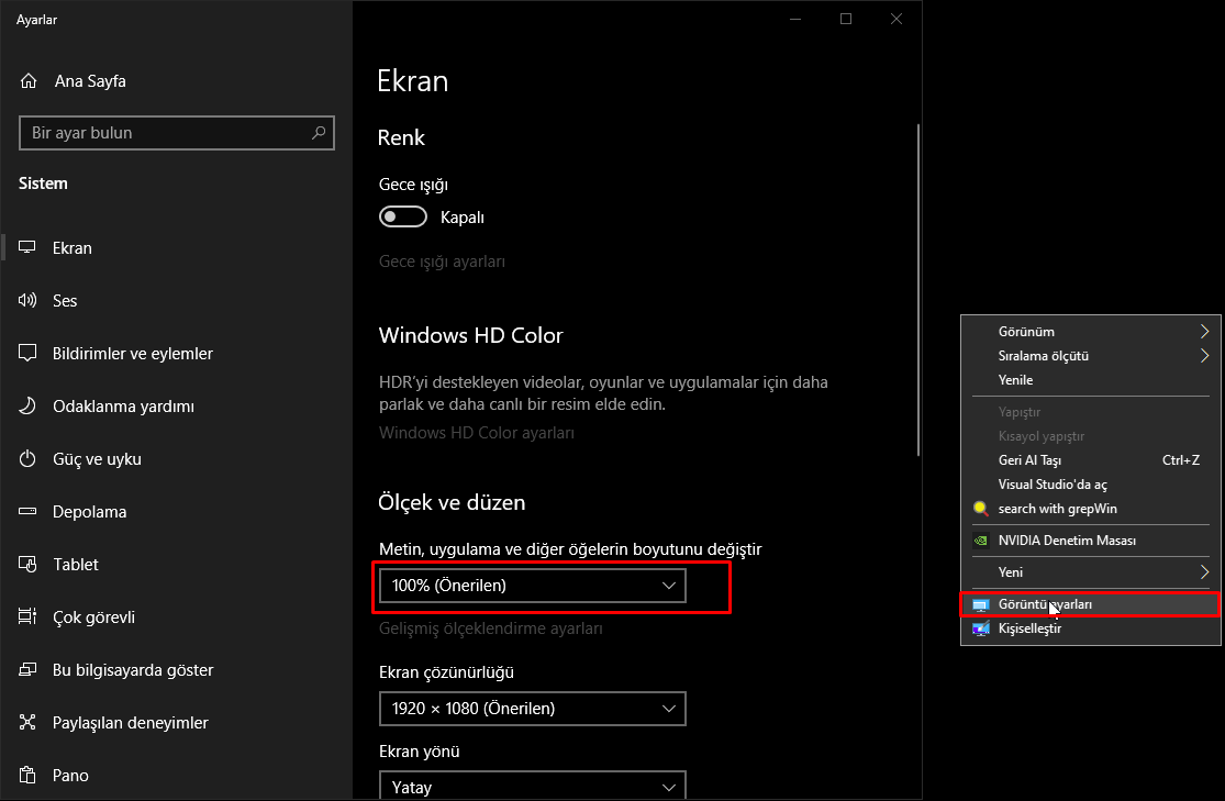 Windows Display Scale Settings
